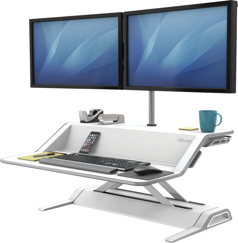 Fellowes Stehtisch – 80,6 × 20,7 × 14–43,2 cm – weiss – höhenverstellbar