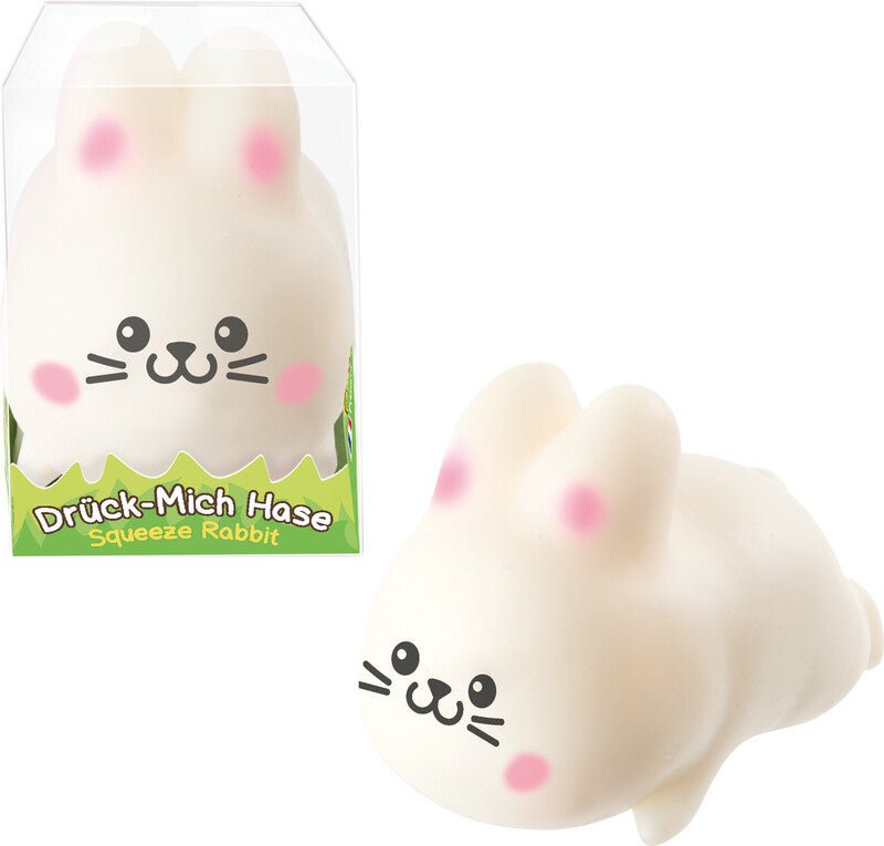 Trendhaus Happy Spring Time Stressball Hase – 8,5 × 6 × 4,5 cm, weiss, mit Sandfüllung