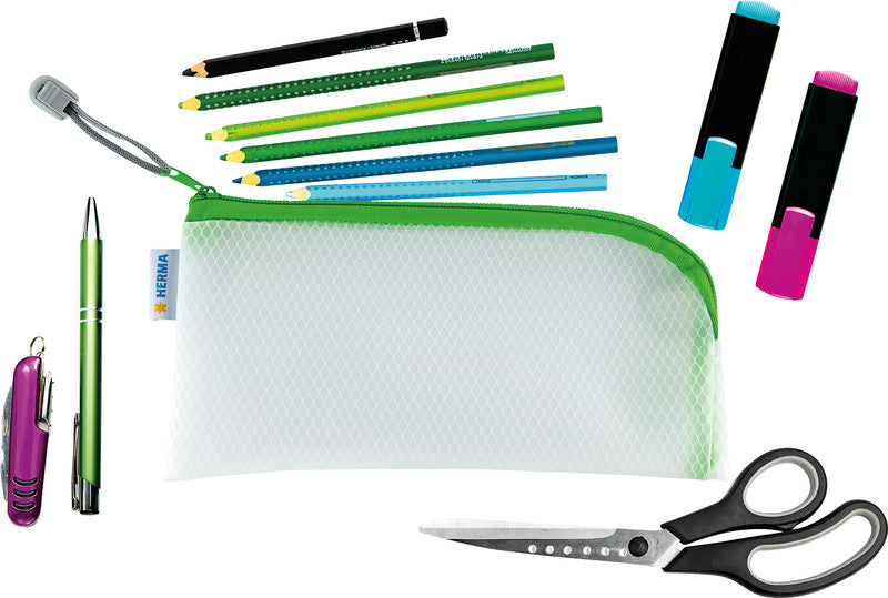 HERMA Reissverschlusstasche – 110 × 230 mm, Kunststoff, Grün – 1 Stück