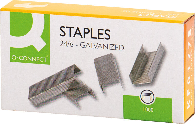 Q-CONNECT Heftklammern 24/6 – Metall, silber – 1000 Stk.
