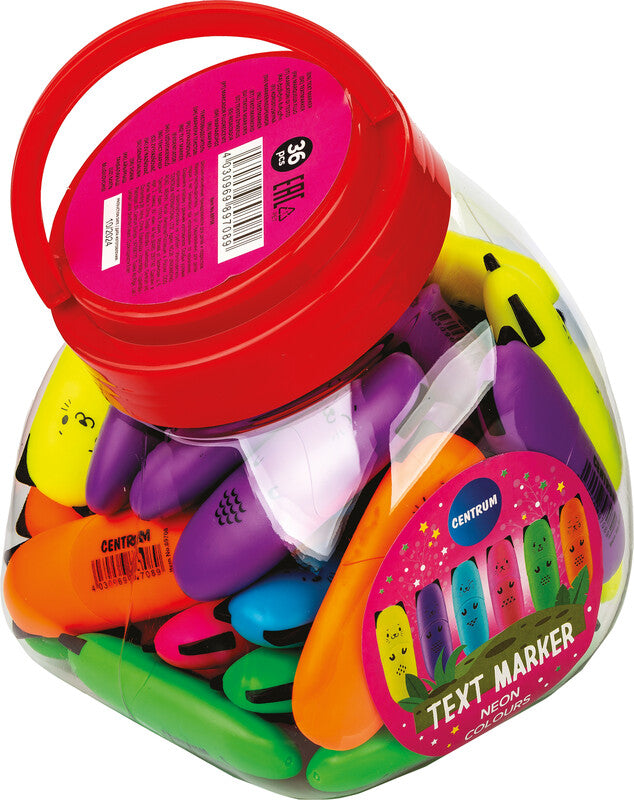 Centrum Mini Textmarker – 6er Set, Farben: Farben sortiert, Keilspitze 1–5 mm