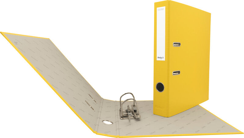 Biella Bundesordner – A4 hoch – 2-Ring Hebelmechanik, Rücken 40 mm – Gelb, mit Niederhalter, FSC