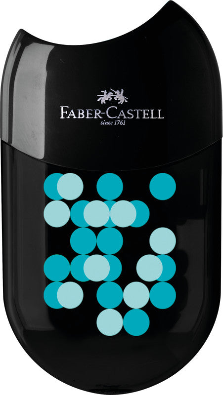 Faber-Castell Spitzer – manuell, 2-Loch, mit Behälter, für Blei- & Buntstifte 8 & 11 mm, Kunststoff