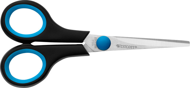 Westcott Universalschere – Edelstahl, für Rechts- und Linkshänder, abgerundet, Softgrip, Kunststoff, schwarz