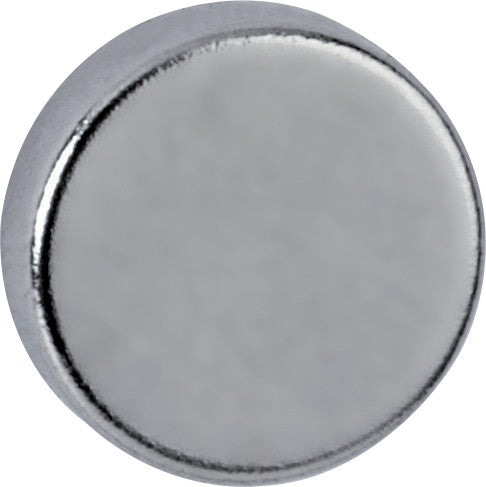 MAUL Runder Scheibenmagnet – hellsilber – Ø 10 × 3 mm, 10 Stück, Nickel