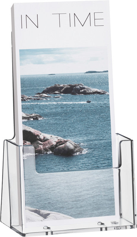 Helit Tischprospekthalter – für A6 hoch, 1 Fach, transparent, Kunststoff, 116×66×186 mm
