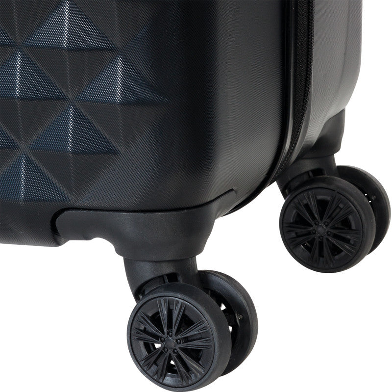 Worldpack Kofferset Diamond 3-teilig – ABS-Hartschale, 4 Doppelrollen, schwarz