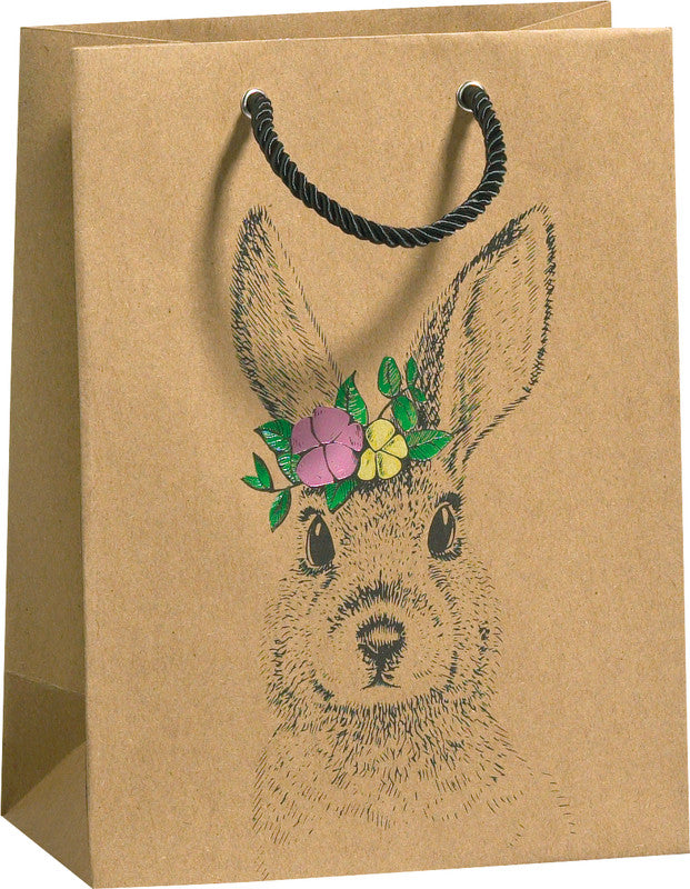 Zoewie Tragetasche – Flower Bunny – Papier, mit Heissfolienprägung – 170 × 225 × 92 mm