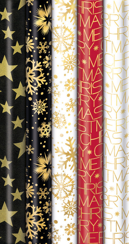 Zoewie Geschenkpapier Rolle – Golden Glam – 70 cm × 1,5 m – 80 g/m², Recyclingpapier, FSC