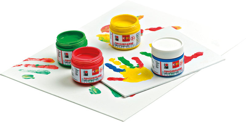 Marabu Fingerfarben – Set – 4 Farben, 4 × 100 ml, für Papier & Karton, Glas & Holz