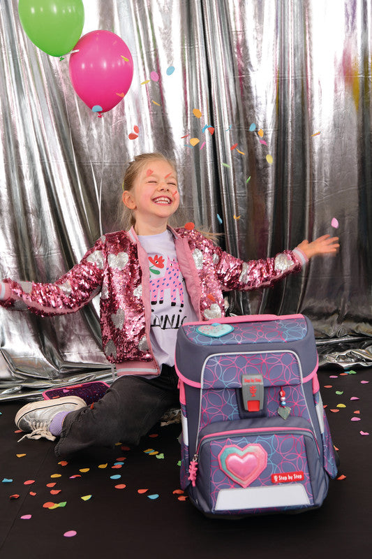 Step by Step Schulrucksack-Set 2in1 Plus – 6-teilig – Glitter Heart Hazle