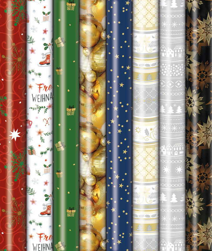 Zoewie Geschenkpapier – Weihnachten – 70 cm × 10 m, 65 g/m2, sortiert