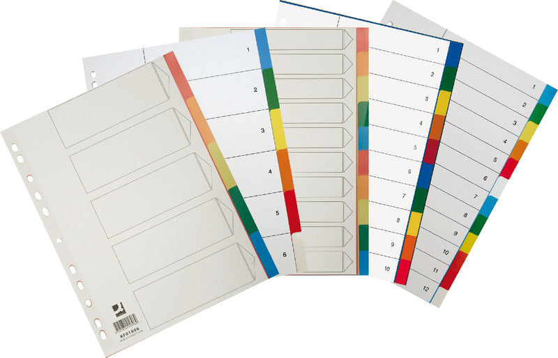 Q-Connect Register – A4, 10-teilig, Kunststoff, farbig, unbedruckt, 11-fach