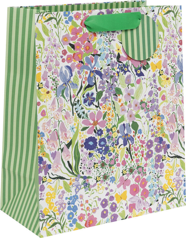 Glick Geschenktasche 'Garden Delight' – 26 × 13,5 × 31,5 cm, Papier, mit Satinband, mehrfarbig