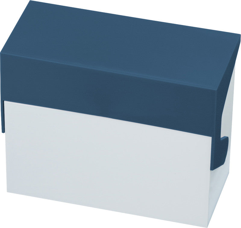 Styro Karteikasten A5 quer, weiss/blau, Kunststoff – für A5-Karteikarten