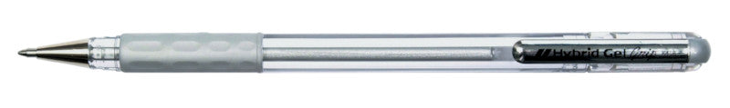 Pentel Hybrid Gel Grip Gelschreiber – silber, 0,8 mm, wasserfest, lichtbeständig, für dunkles Papier, Kappe