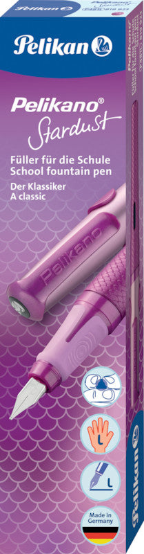 Pelikano Stardust – Federspitze L – für Linkshänder – Lila, Blau – Patronen