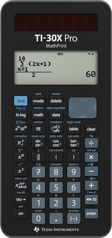 Texas Instruments Taschenrechner TI-30X Pro MathPrint – 11-stellig, LCD, Solar + Batterie, 80×184×17 mm