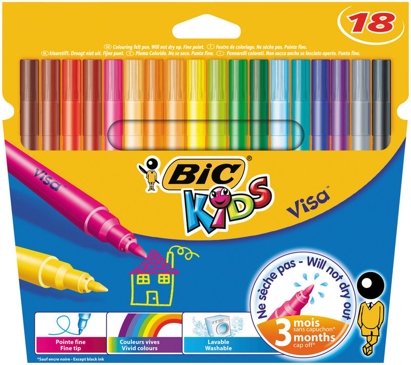 BIC Filzstifte, Strichbreite 0,9 mm, auswaschbar, 18 Farben