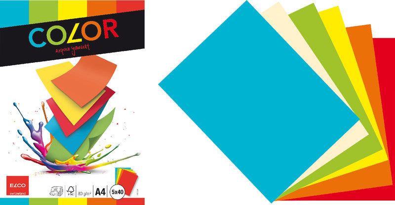 Elco Kopierpapier – A4, 80 g/m², intensivblau – für Inkjet/Laser/Kopierer – FSC – 100 Blatt