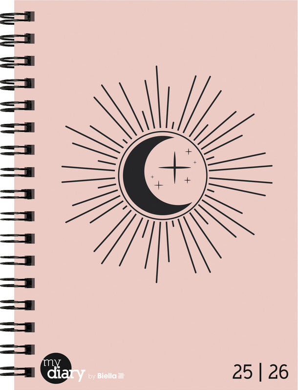 Biella mydiary Schüleragenda – 1 Woche/2 Seiten, Wire-O, 12 × 16,5 cm, Aug–Jul, mehrsprachig, Trend, FSC