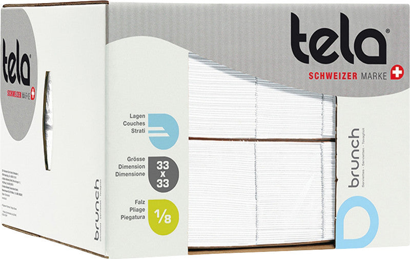 Tela Servietten – 33 × 33 cm – 2-lagig, Tissue – 300 Stk., weiss