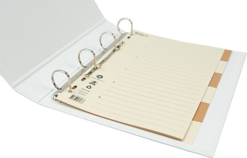 Biella Register – A4, 6-teilig, Karton, braun/beige, unbedruckt, mit Indexblatt, 11-fach Lochung