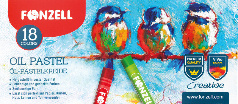 Fonzell Ölpastelle – Set – 18 Farben, für dunkles Papier