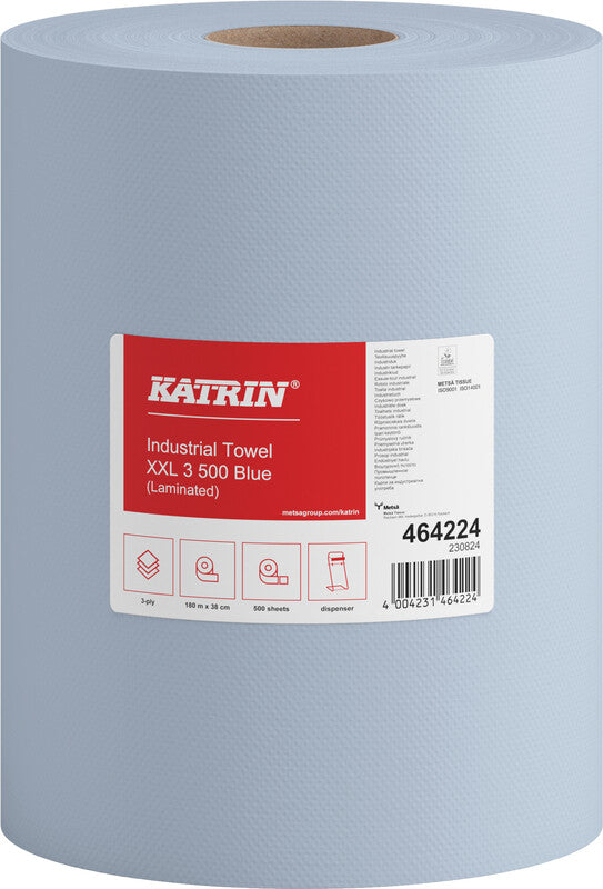 Katrin Putzrolle, 3-lagig, Blau, 34 × 38 cm, 500 Stk., eco:plus