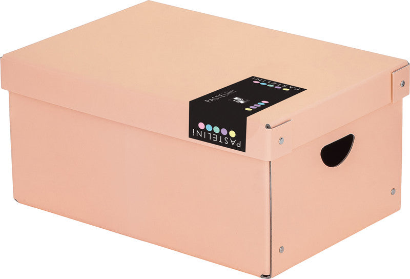 Pastelini Archivschachtel A4 – mit Griffloch, 240 × 160 × 355 mm, Aprikose, Karton