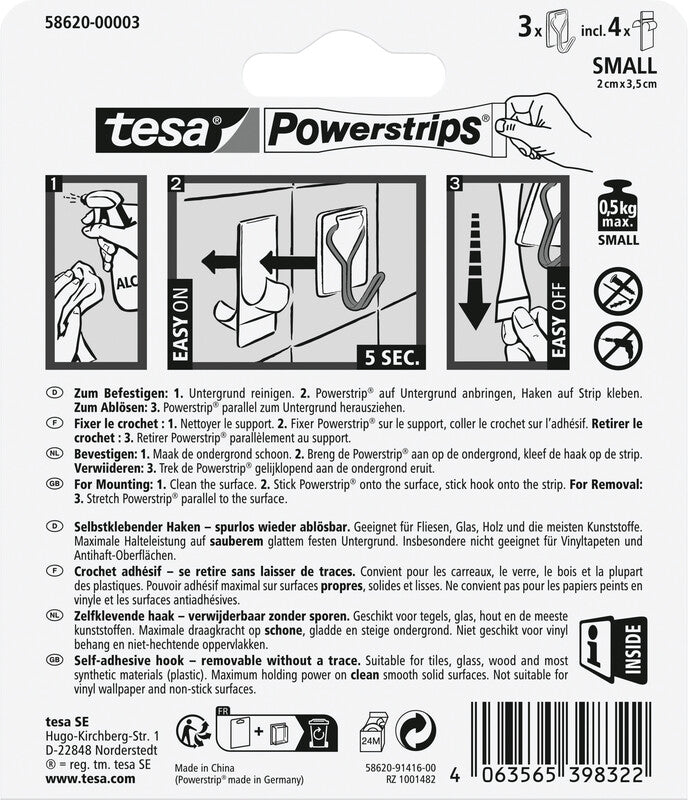 TESA Kleiderbügel – Kunststoff, transparent – 3er-Pack