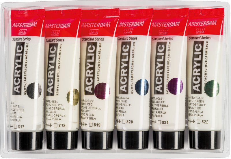 Royal Talens Acrylic Standard – Acrylfarbe – sortiert, perleffekt, 6 Farben, 6 × 20 ml