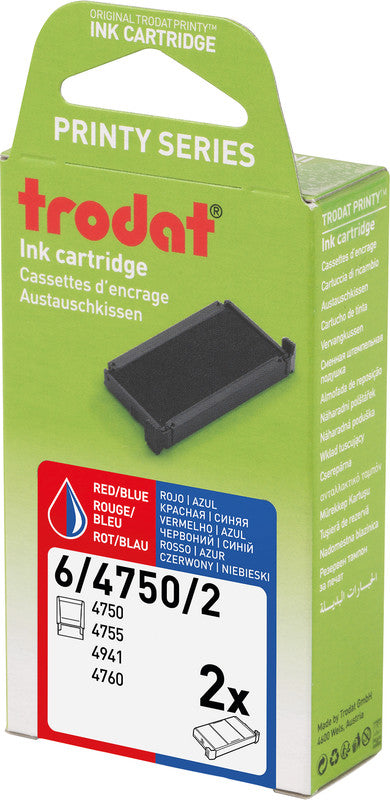 Trodat Ersatzkissen – für Modelle: 4750, 4750/L, 4755 + weitere, Kunststoff, Blau/Rot