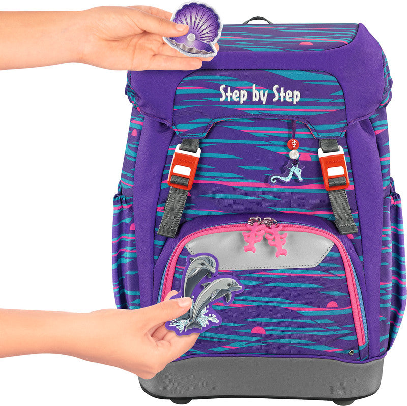 Step by Step Schulrucksack GRADE – Shiny Dolphins – Recycelte Materialien