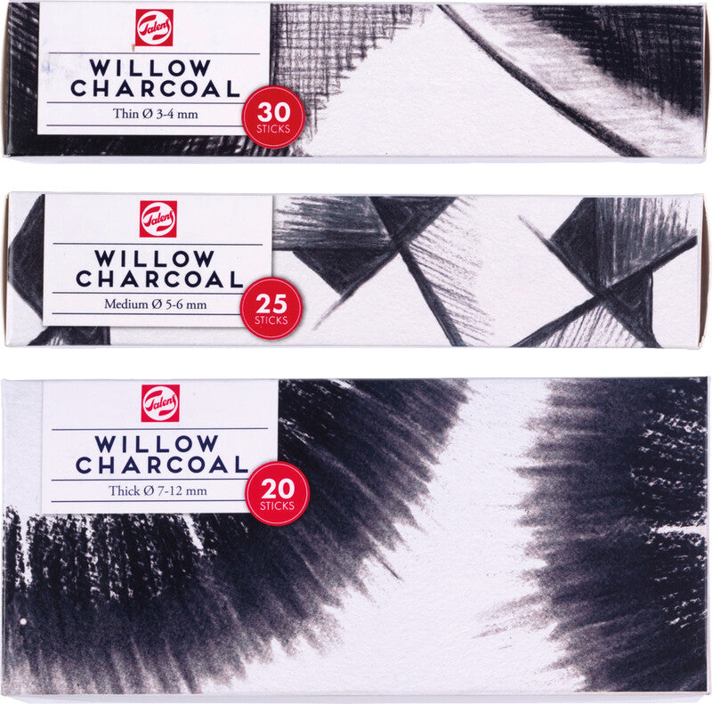Talens Zeichenkohle – schwarz, Ø 7–12 mm, 20er-Pack, geruchsarm