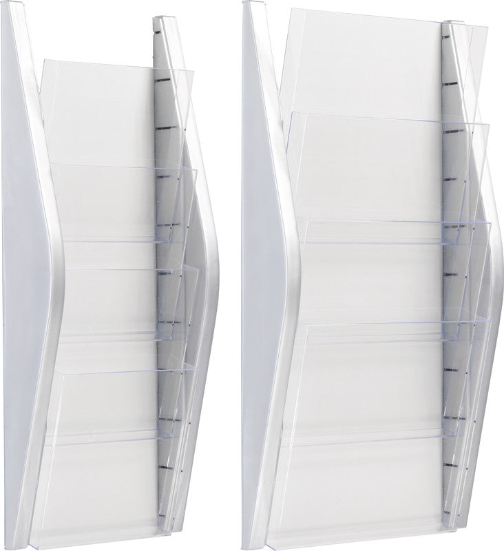 Helit Hängesichttafel – A5 Hochformat, Silber, Kunststoff, 4 Fächer – 1 Stück