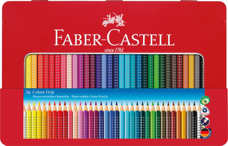 Faber-Castell Aquarellfarbstifte – 36 Farben, im Metalletui, Ø 3 mm, dreikantig, FSC