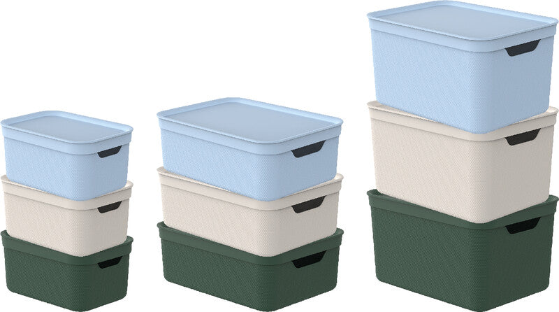 Rotho Alvra Aufbewahrungsbox 5 l (mit Deckel) – Kunststoff – Hellblau – für A5 – stapelbar, Griffloch