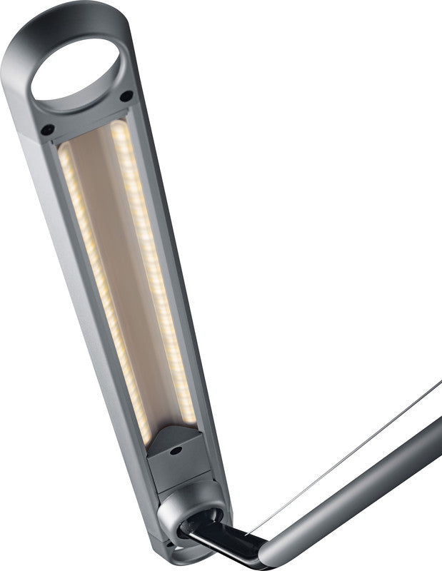 Hansa Tischleuchte LED – Qi & USB, dimmbar – 2’900–6’000 K – 780 lm 12 W – silber