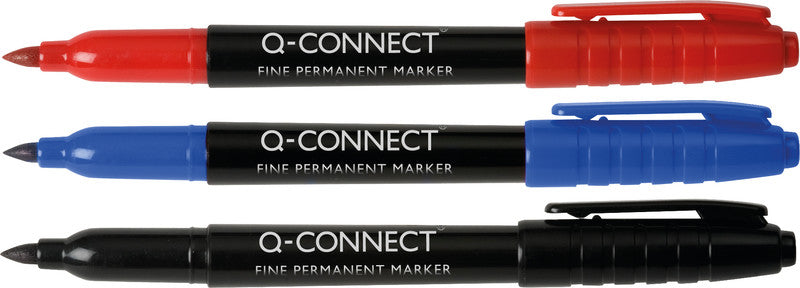 Q-Connect Permanent Marker – rot, blau, grün, schwarz, 4er Set