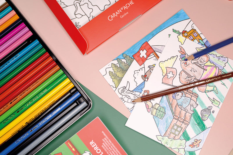 Caran d-Ache Caran d'Ache – Swiss Explorer Postkarten, Karton, 14,8 × 10,5 cm, Mehrfarbig, Set mit 12