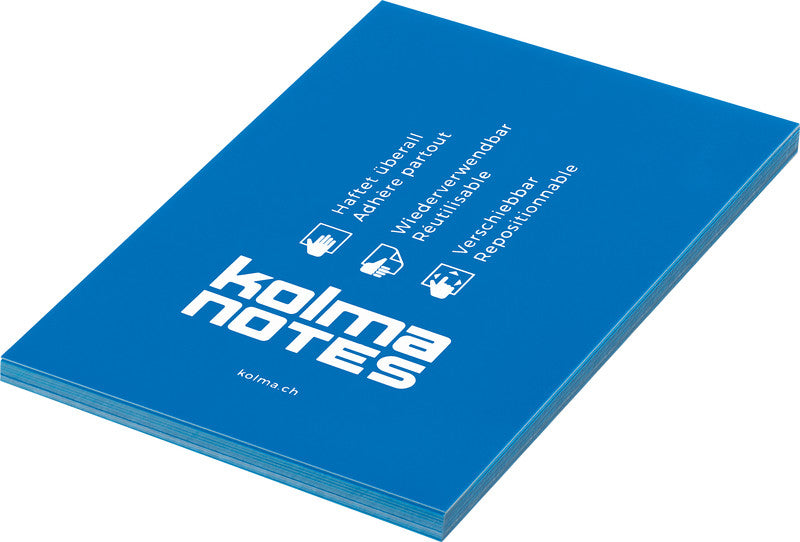 Kolma Haftnotizen – 105×148 mm – Neonblau, 100 Blatt, elektrostatisch, recyclingfähig