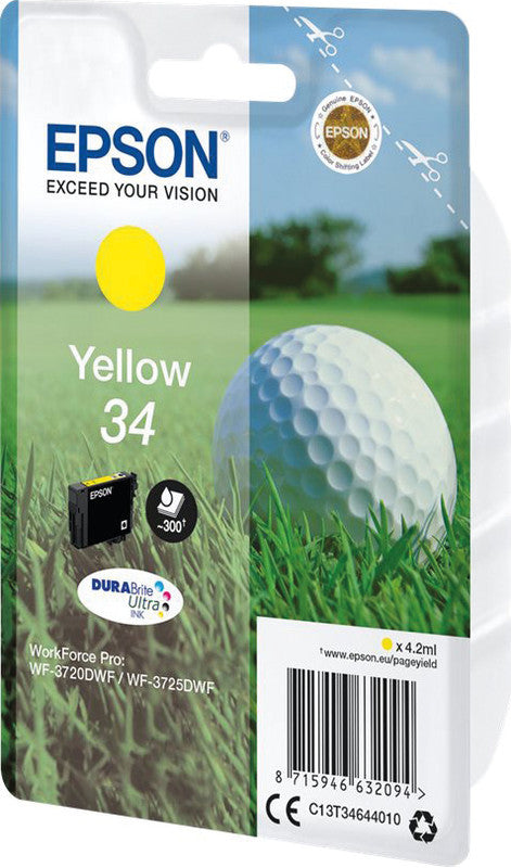 Epson Tintenpatrone 34, Gelb, 300 Seiten – für Tintenstrahldrucker/Multifunktionsgeräte