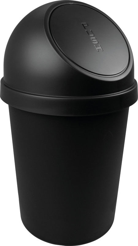 Helit Abfallcontainer – 45 l – mit Deckel – Kunststoff, schwarz – Ø 403 × H 700 mm