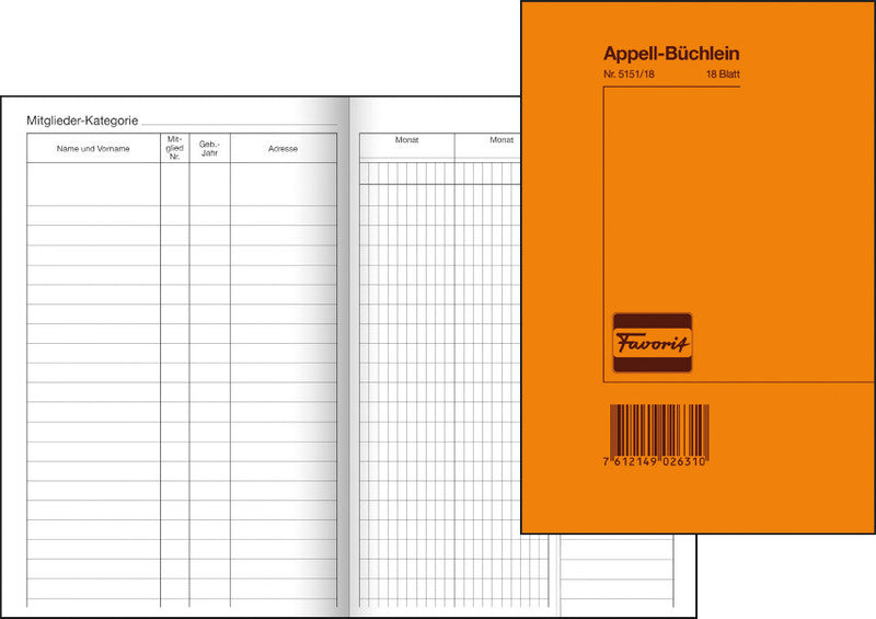 Favorit Formularblock – Deutsch, 18 Blatt, 120 × 180 mm, Pressspan