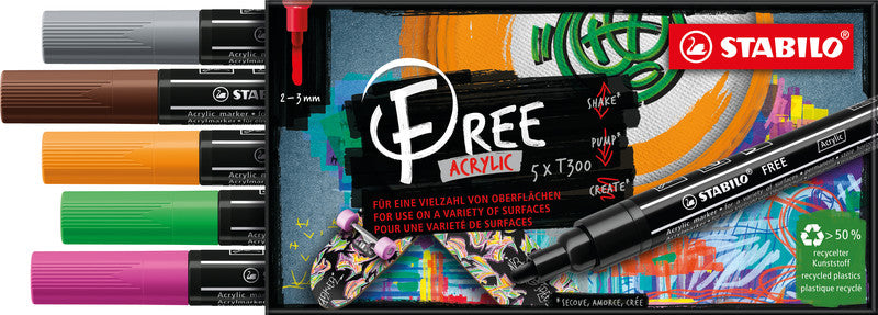 STABILO Acrylmarker – sortiert, 5er Set