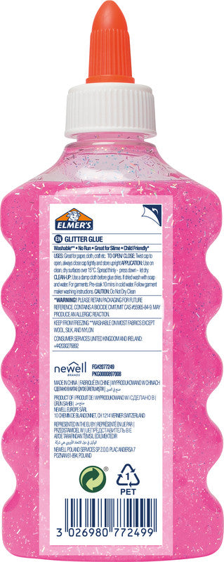 Elmer's Glitzerkleber – Pink – 177 ml – Auswaschbar, Geruchsarm – Für Basteln