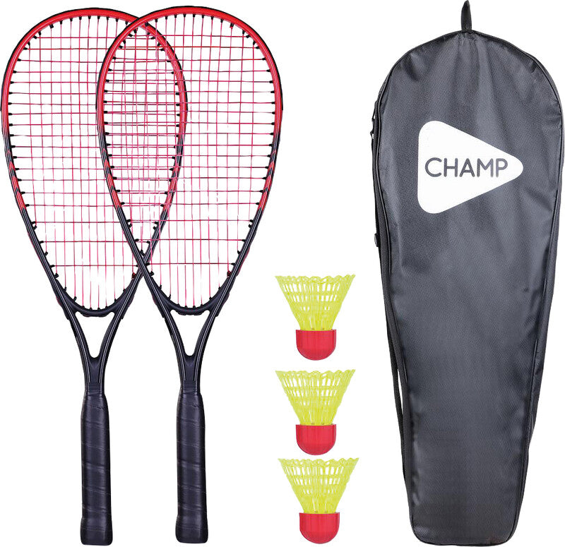 Champ Badminton-Set – 2 Schläger, 3 Nylon-Federbälle, Transporttasche – 21,0 × 58,0 cm – Aluminium