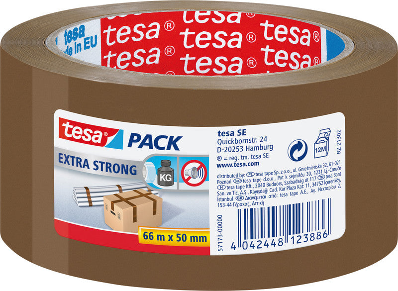 tesa Vinylband – 50 mm × 66 m, braun, stark