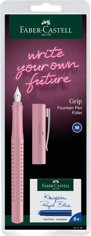 Faber-Castell Grip 2010 Harmony – Federspitze M – für Rechts- & Linkshänder – sortiert, blau – Patronen